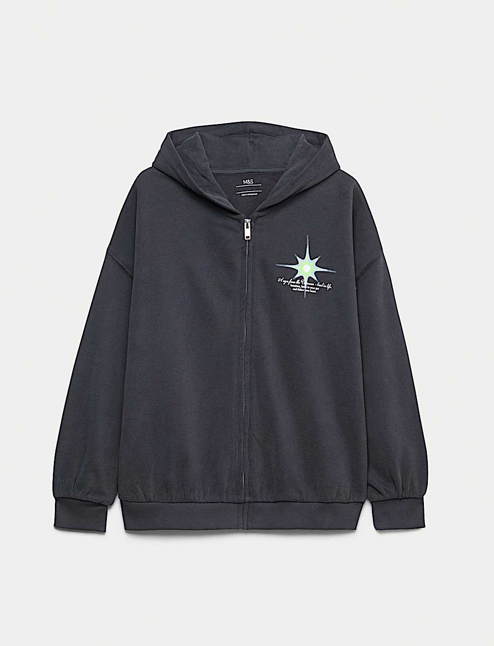 Cotton Rich Star Sign Graphic Zip Hoodie (6-16 Yrs)