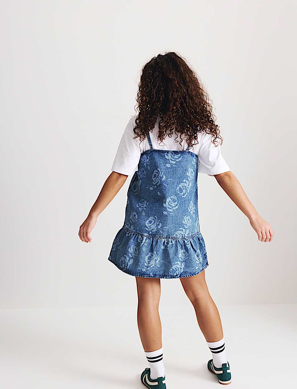 2pc Floral Print Denim Dress and Top (2-16 Yrs)
