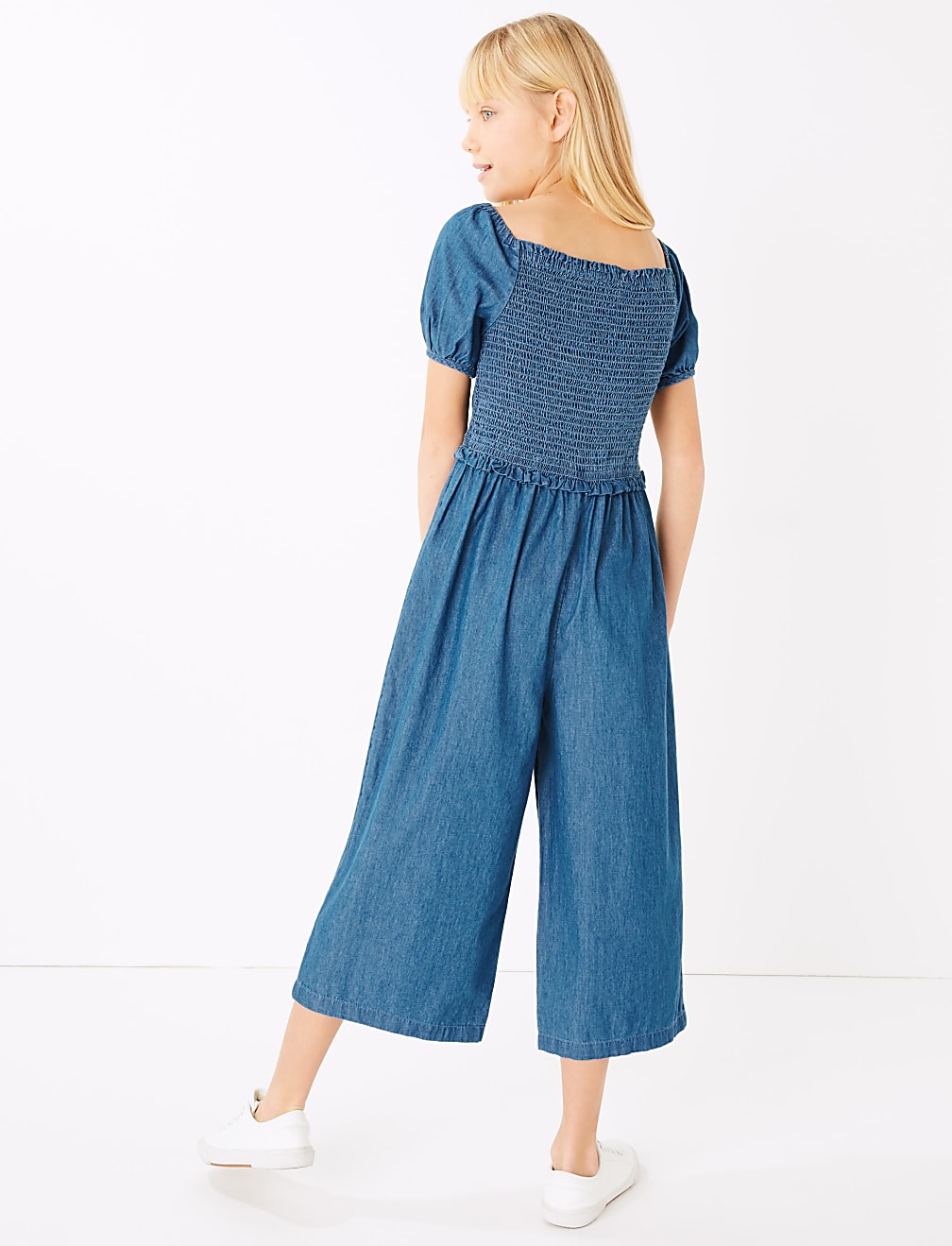 Denim Shirred Jumpsuit (6-16 Yrs)