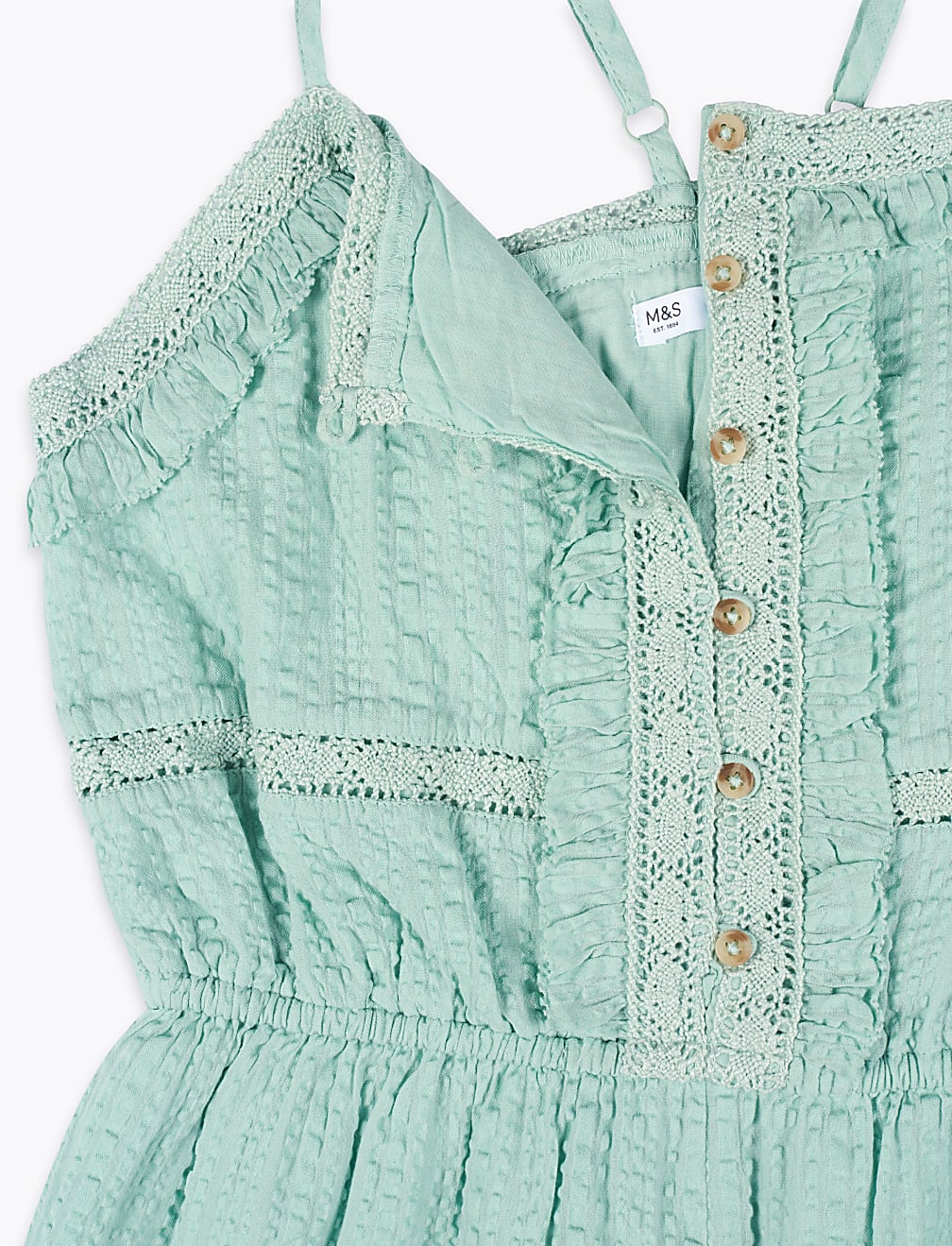 Pure Cotton Broderie Playsuit (6-16 Yrs)