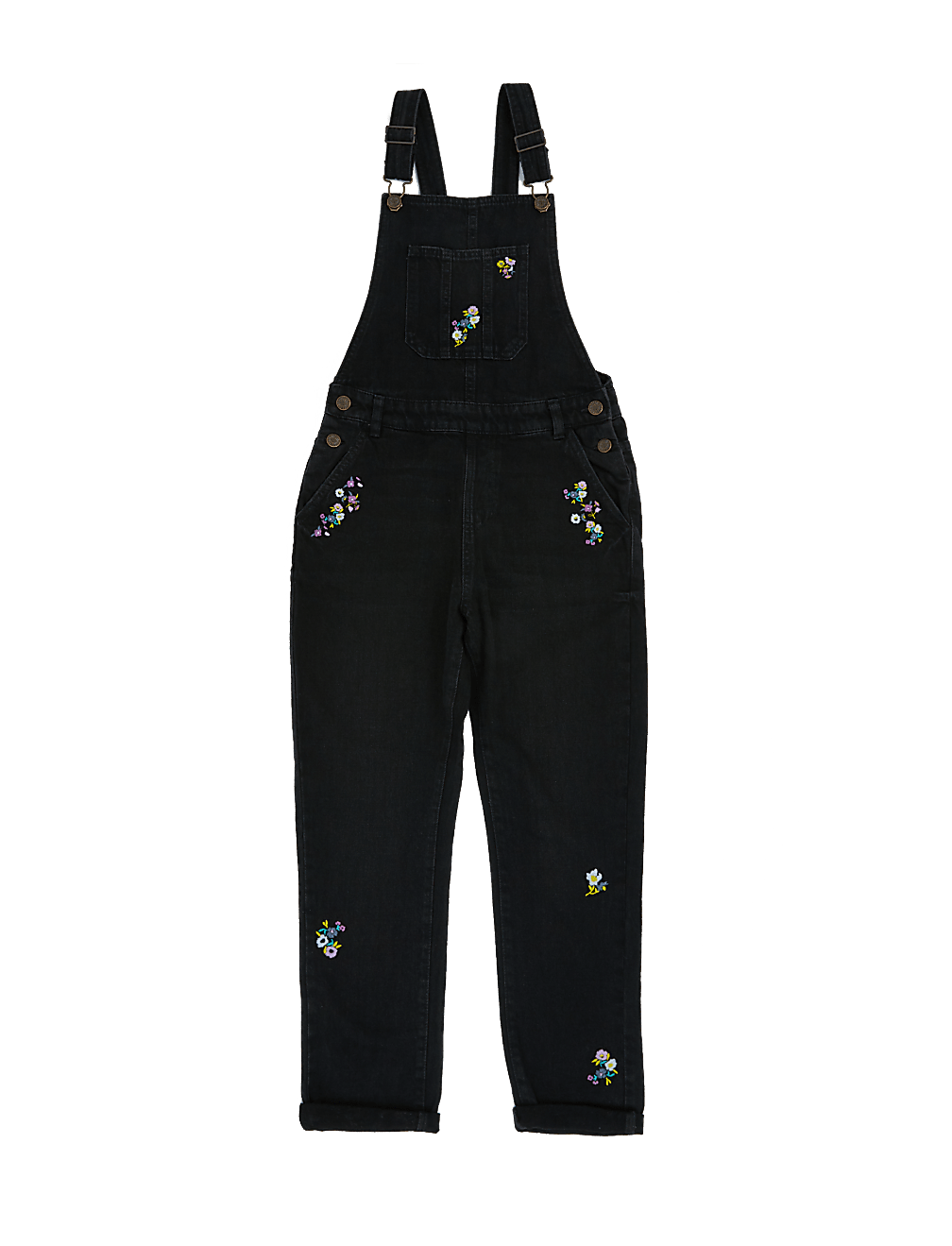 Pure Cotton Denim Embroidered Dungarees (6-16 Yrs)