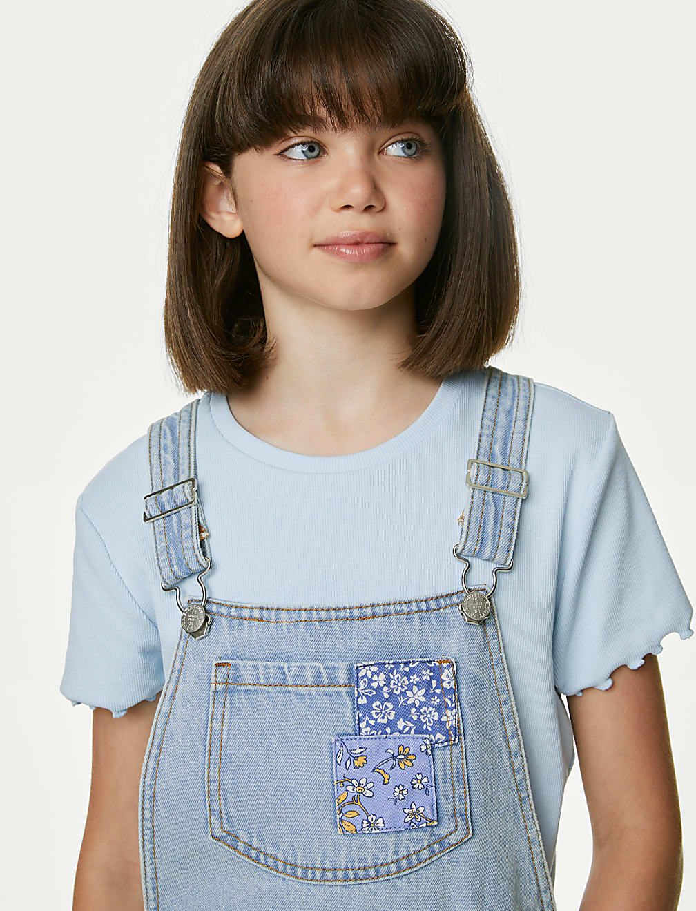 Denim Patchwork Dungarees (6-16 Yrs)