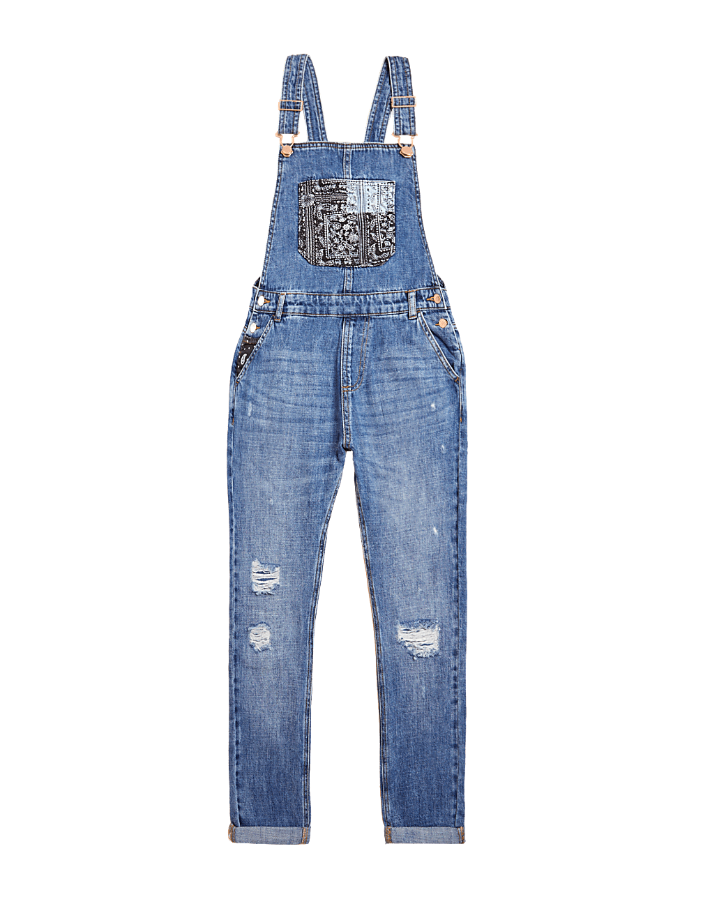 Denim Patchwork Dungarees (6-16 Yrs)