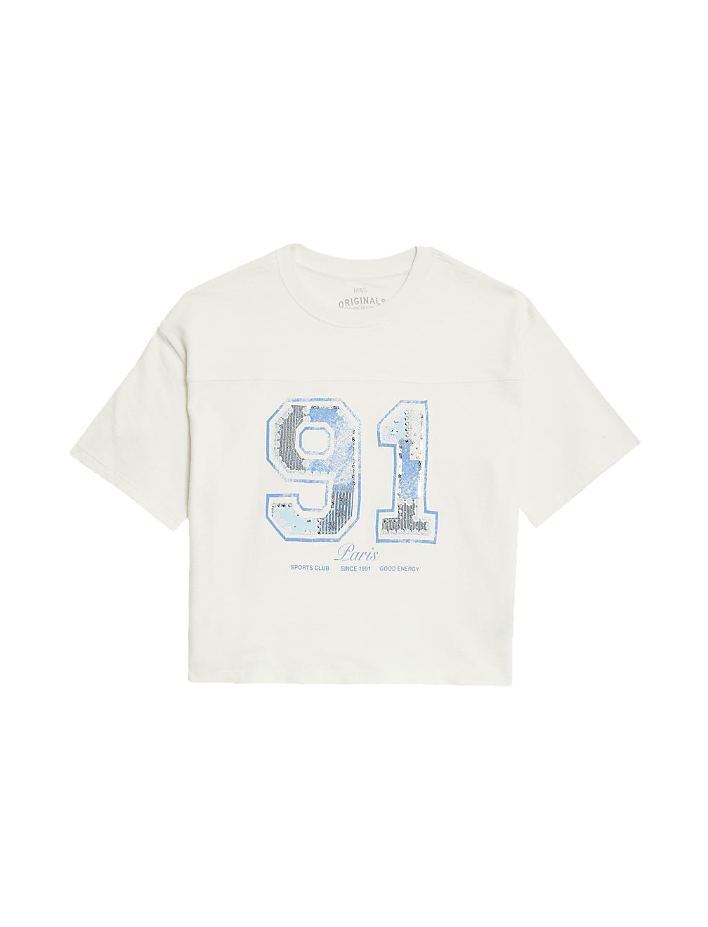 Pure Cotton Embroidered Sequin T-Shirt (6-16 Yrs)