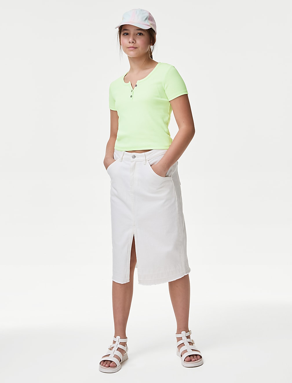 Cotton Rich Ribbed Button T-Shirt (6-16 Yrs)