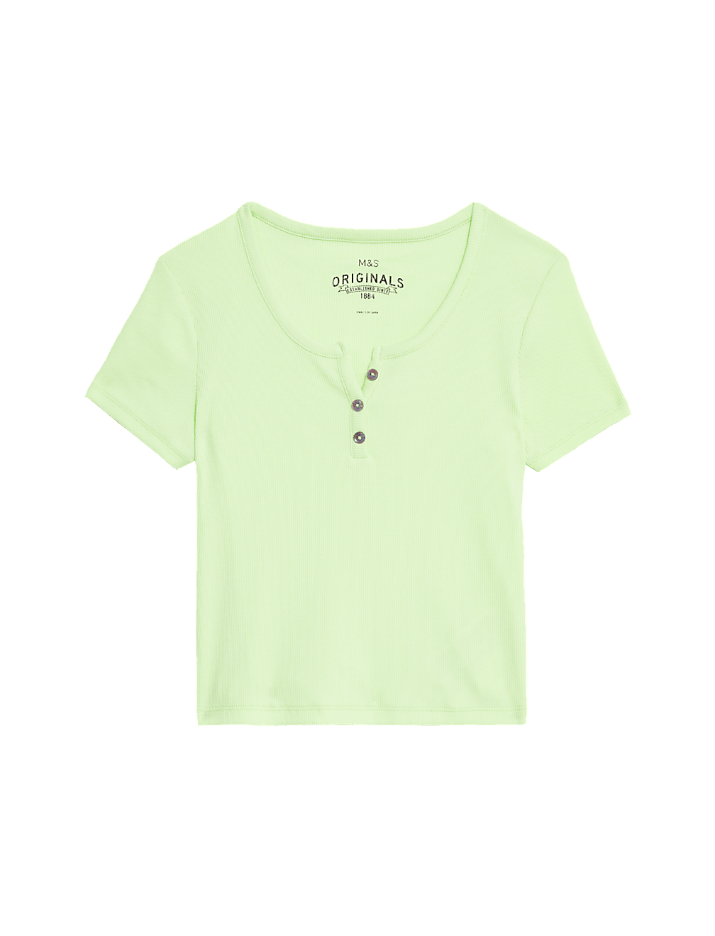 Cotton Rich Ribbed Button T-Shirt (6-16 Yrs)
