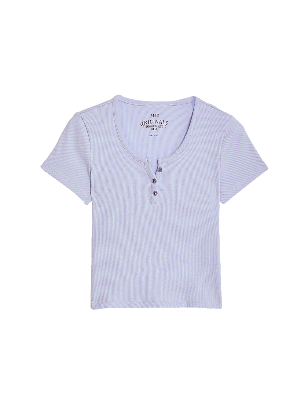 Cotton Rich Ribbed Button T-Shirt (6-16 Yrs)