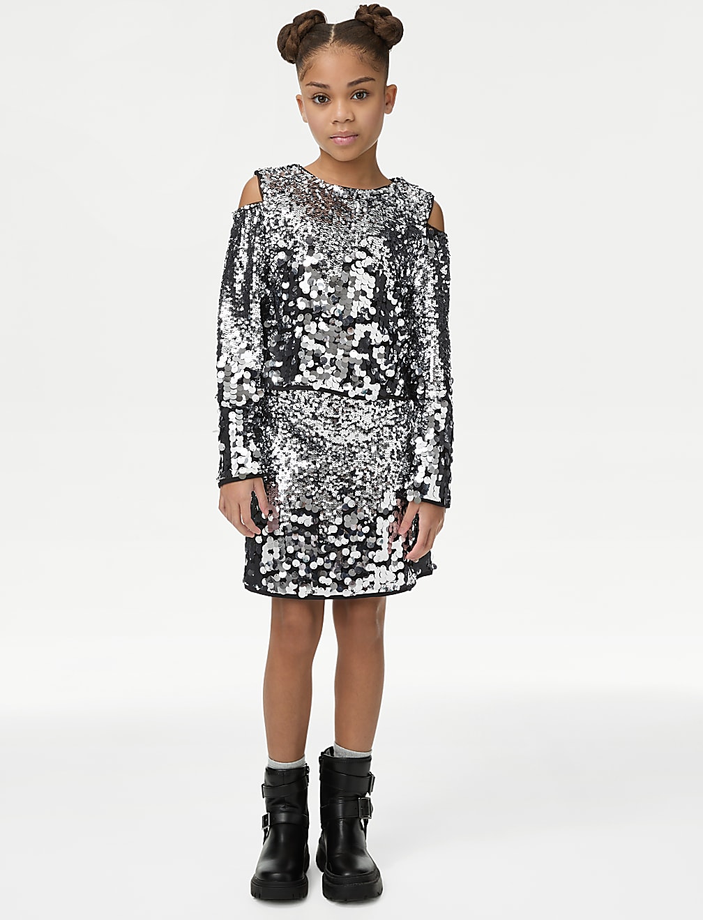 Sequin Cold Shoulder Top (6-16 Yrs)