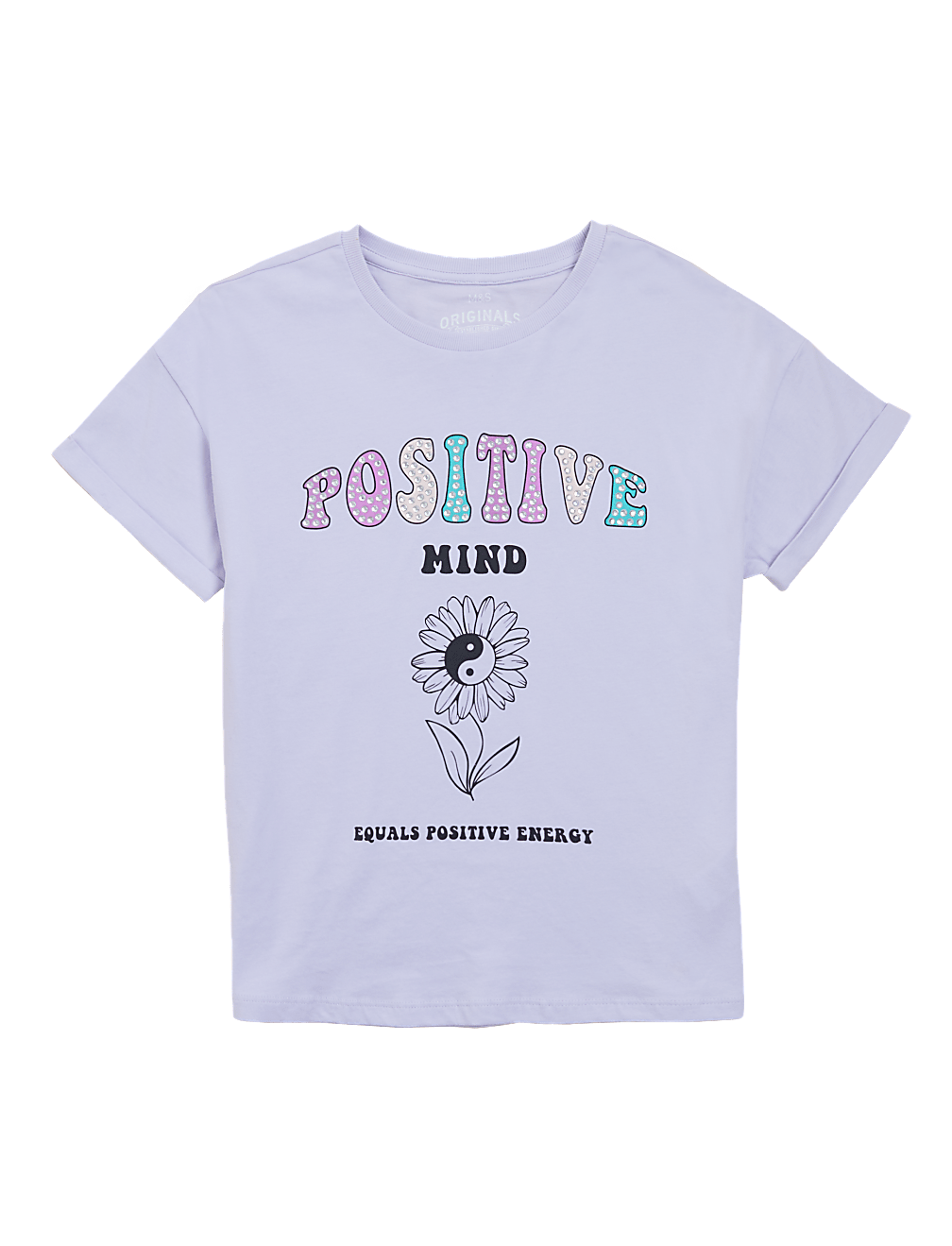 Pure Cotton Positive Mind Slogan T-Shirt (6-16 Yrs)
