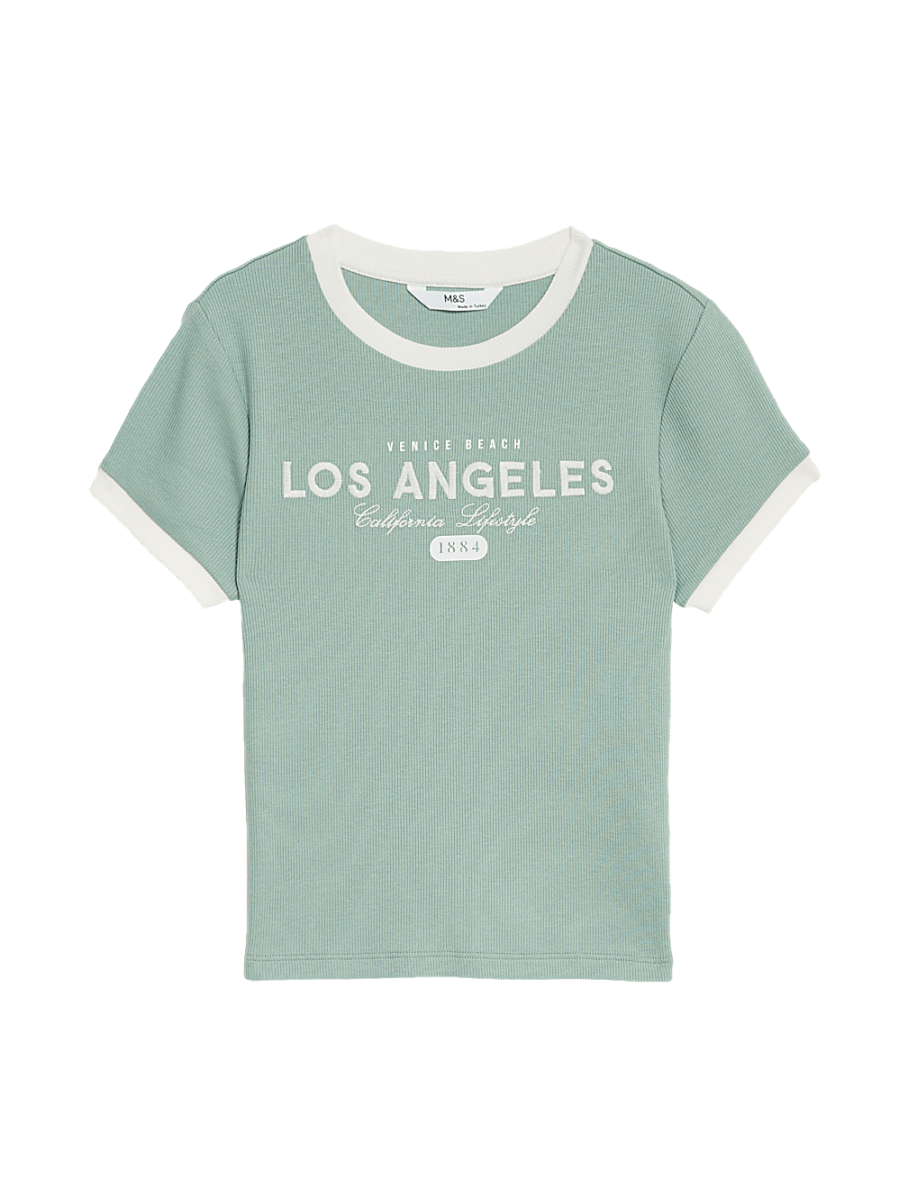 Cotton Rich Ribbed Slogan T-Shirt (6-16 Yrs)