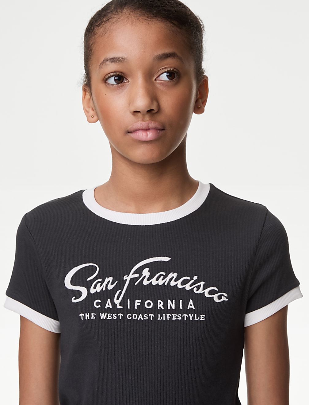 Cotton Rich Ribbed Slogan T-Shirt (6-16 Yrs)
