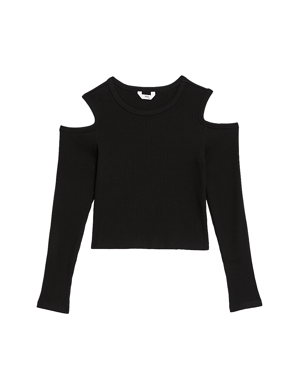 Cotton Rich Ribbed Cold Shoulder Top (6-16 Yrs)