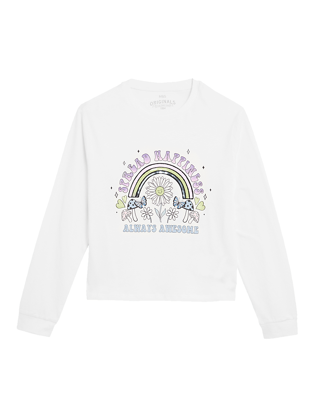 Pure Cotton Sequin Slogan Top