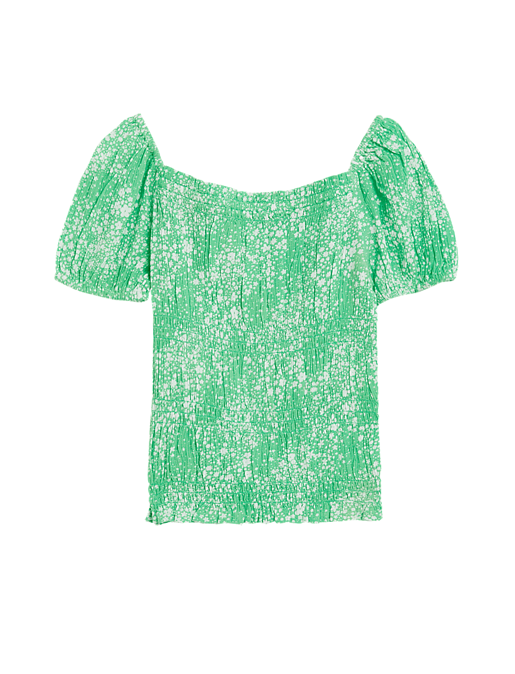 Shirred Floral Top