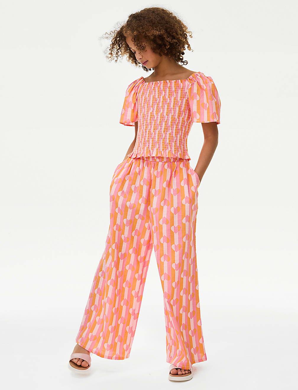 Pure Cotton Heart Shirred Top (6-16 Yrs)