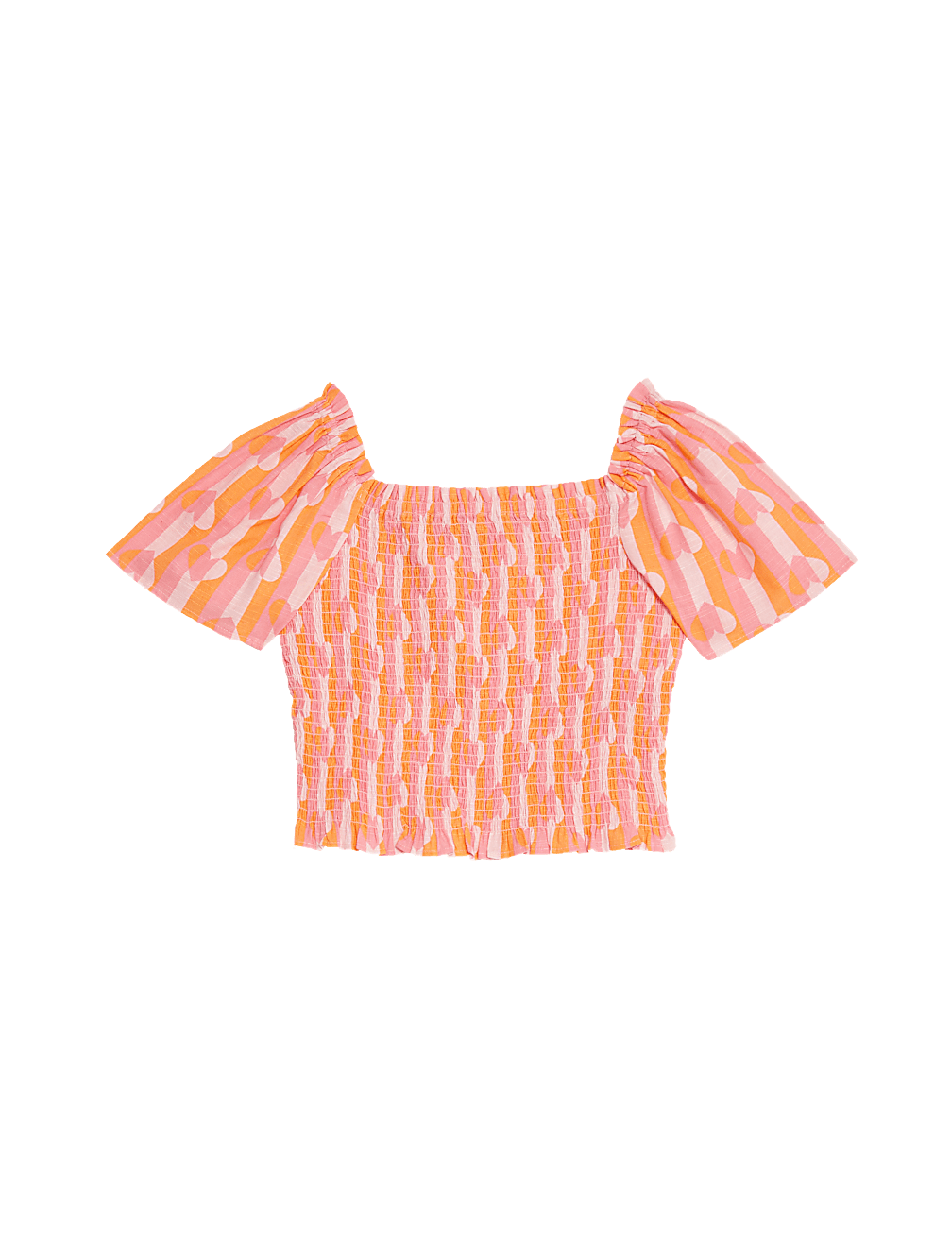 Pure Cotton Heart Shirred Top (6-16 Yrs)