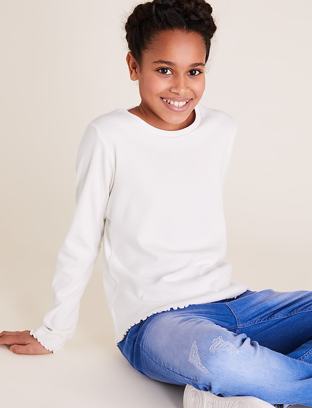 5pk Cotton Ribbed Long Sleeve Tops