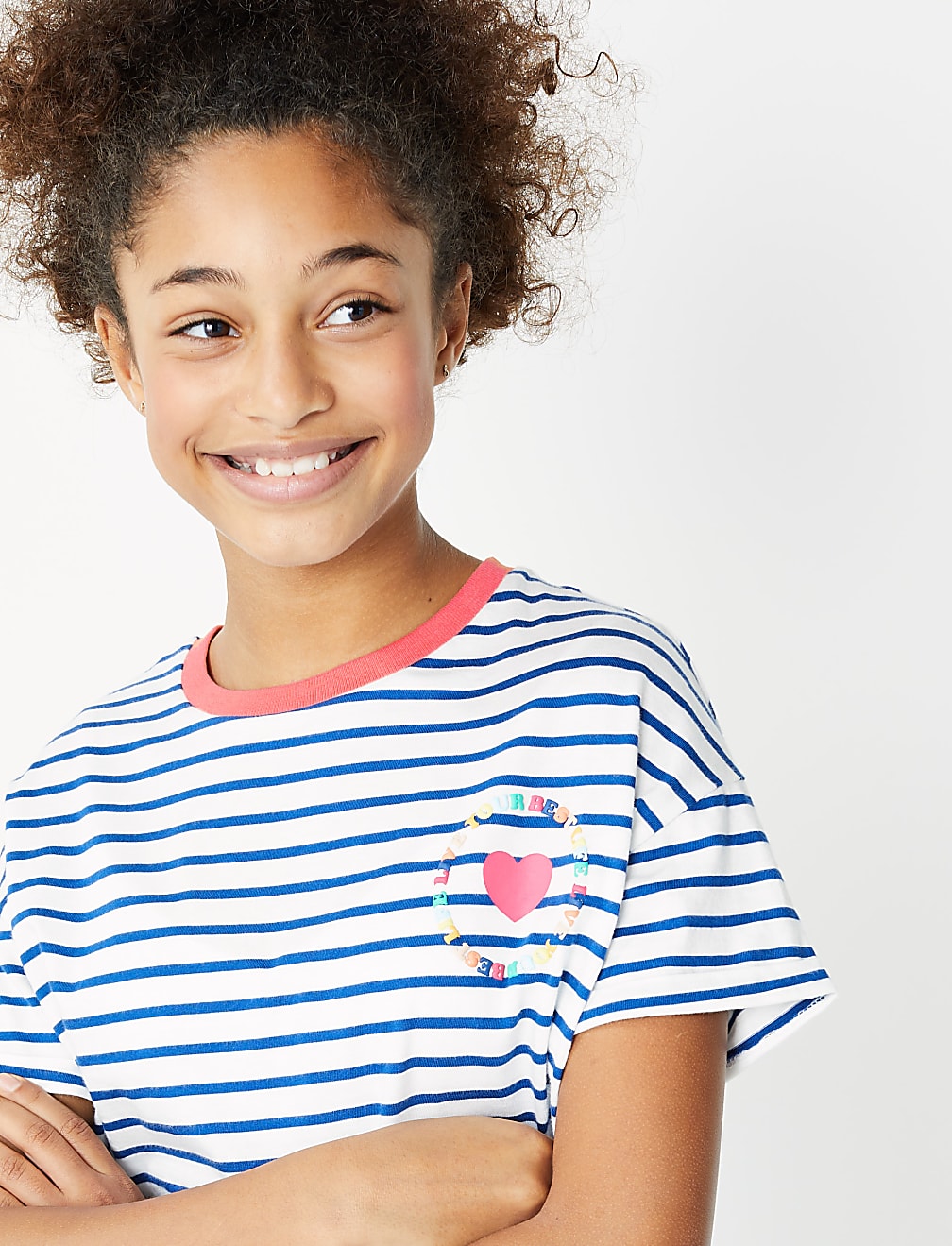 Cotton Striped Slogan T-Shirt (6-16 Yrs)