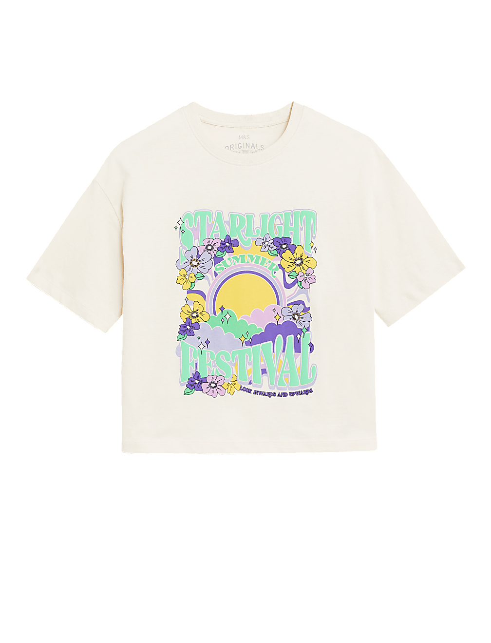 Pure Cotton Slogan Cropped T-Shirt
