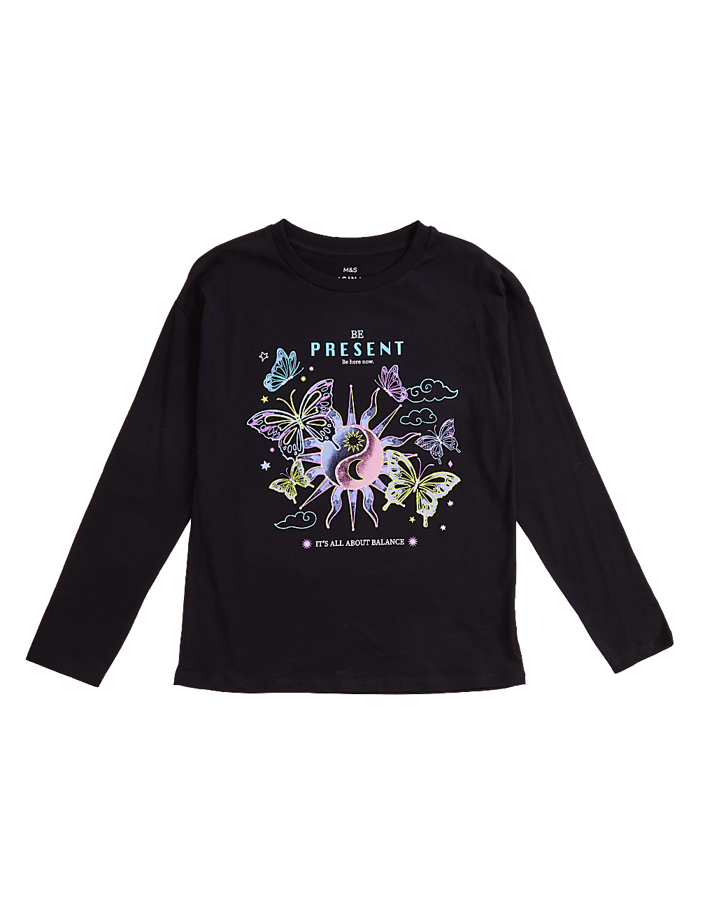 Pure Cotton Cosmic Glitter Print T-Shirt (6-16 Yrs)