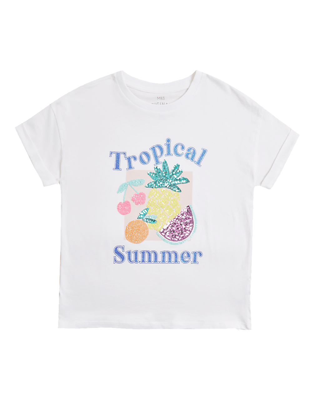 Pure Cotton Sequin Slogan T-Shirt (6-16 Yrs)