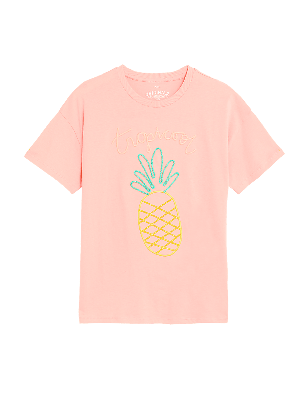 Pure Cotton Embroidered Pineapple T-Shirt