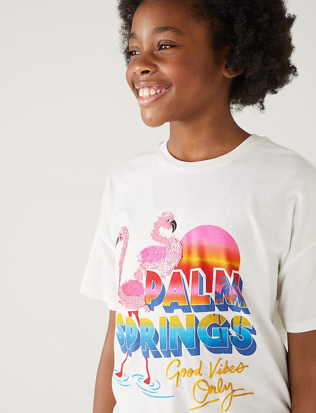 Pure Cotton Sequin Flamingo T-Shirt