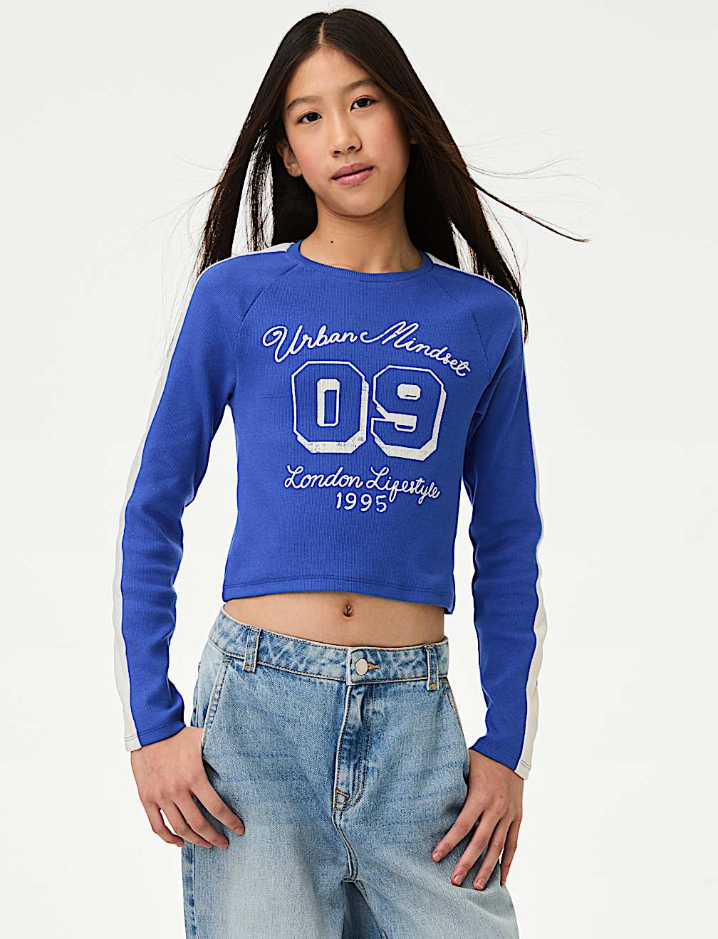 Cotton Rich Graphic Ribbed Top (6-16 Yrs)