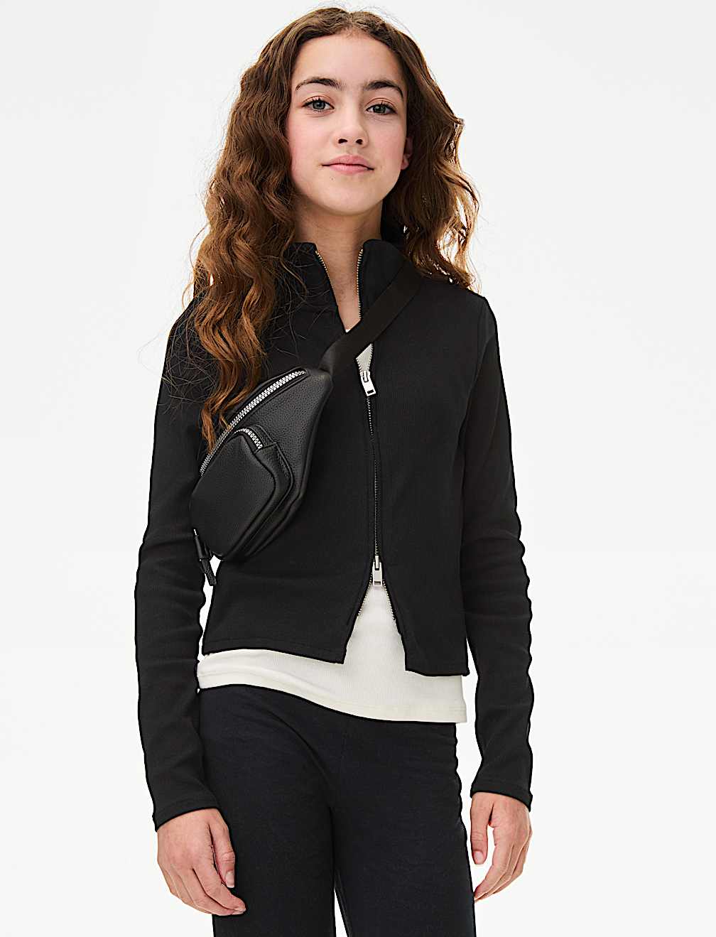 Cotton Rich Rib Zip Top (6-16 Yrs)
