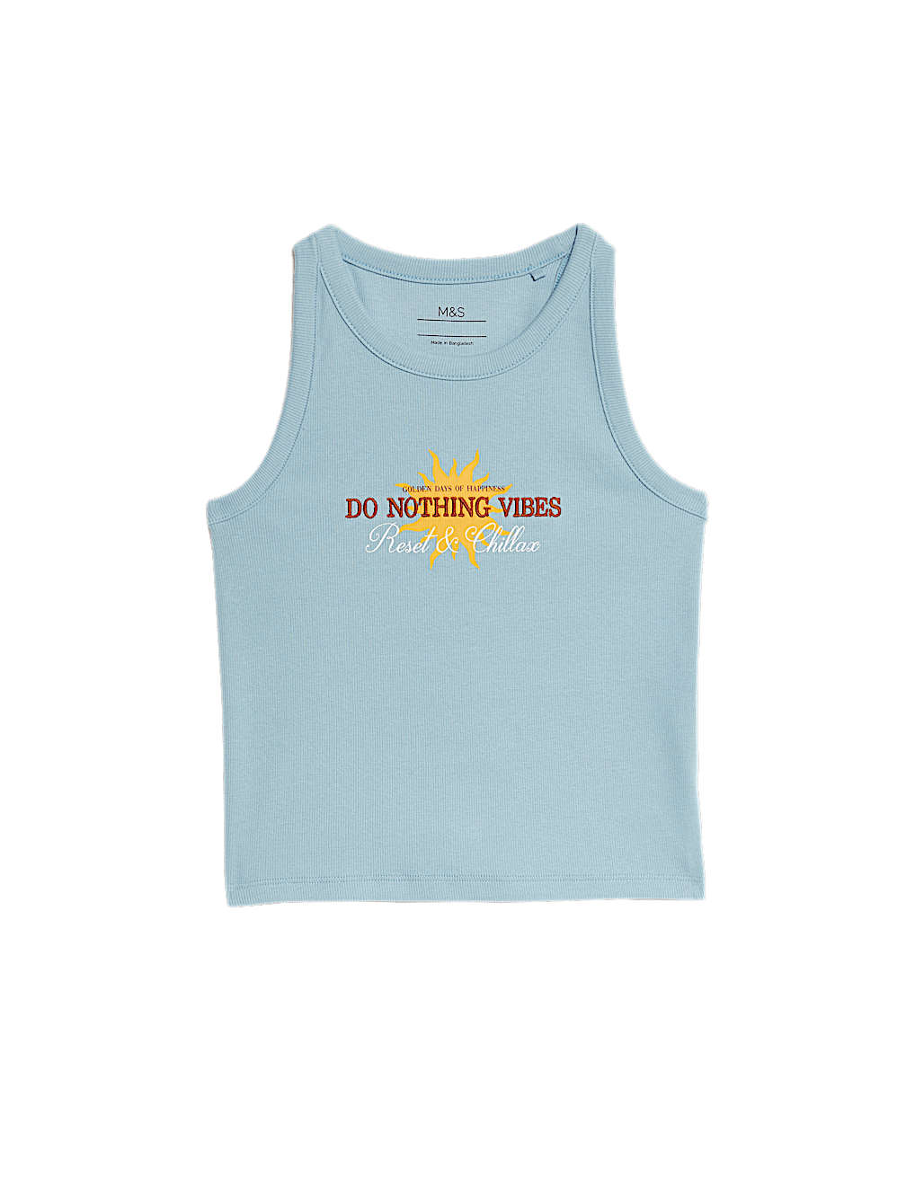 Cotton Rich Do Nothing Vibes Ribbed Vest (6-16 Yrs)