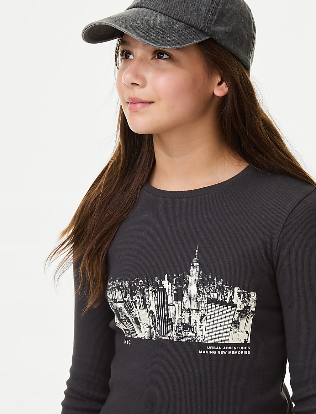 Cotton Rich Graphic Ribbed Top (6-16 Yrs)