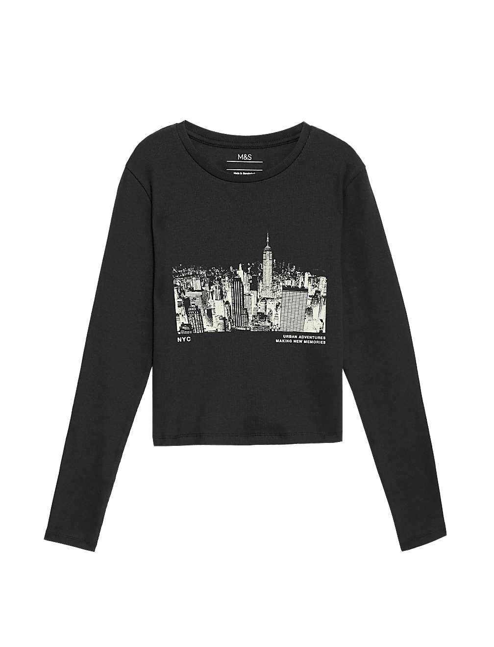 Cotton Rich Graphic Ribbed Top (6-16 Yrs)