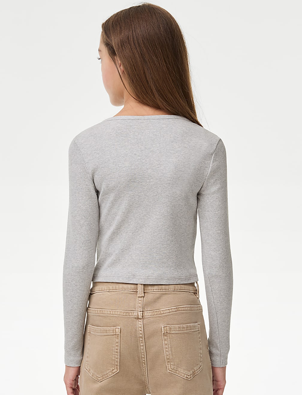 Cotton Rich Button Ribbed Top (6-16 Yrs)