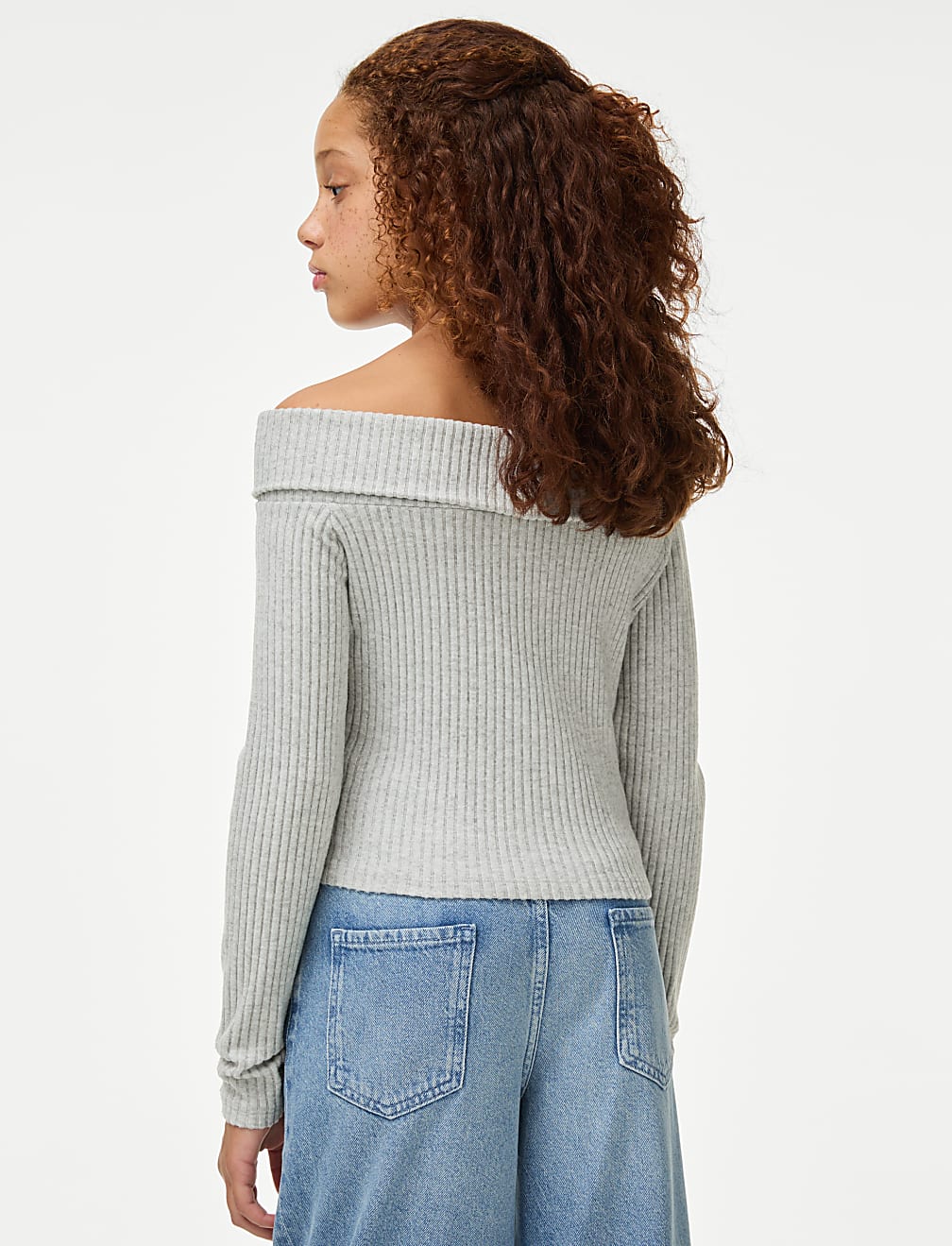 Ribbed Bardot Top (6-16 Yrs)
