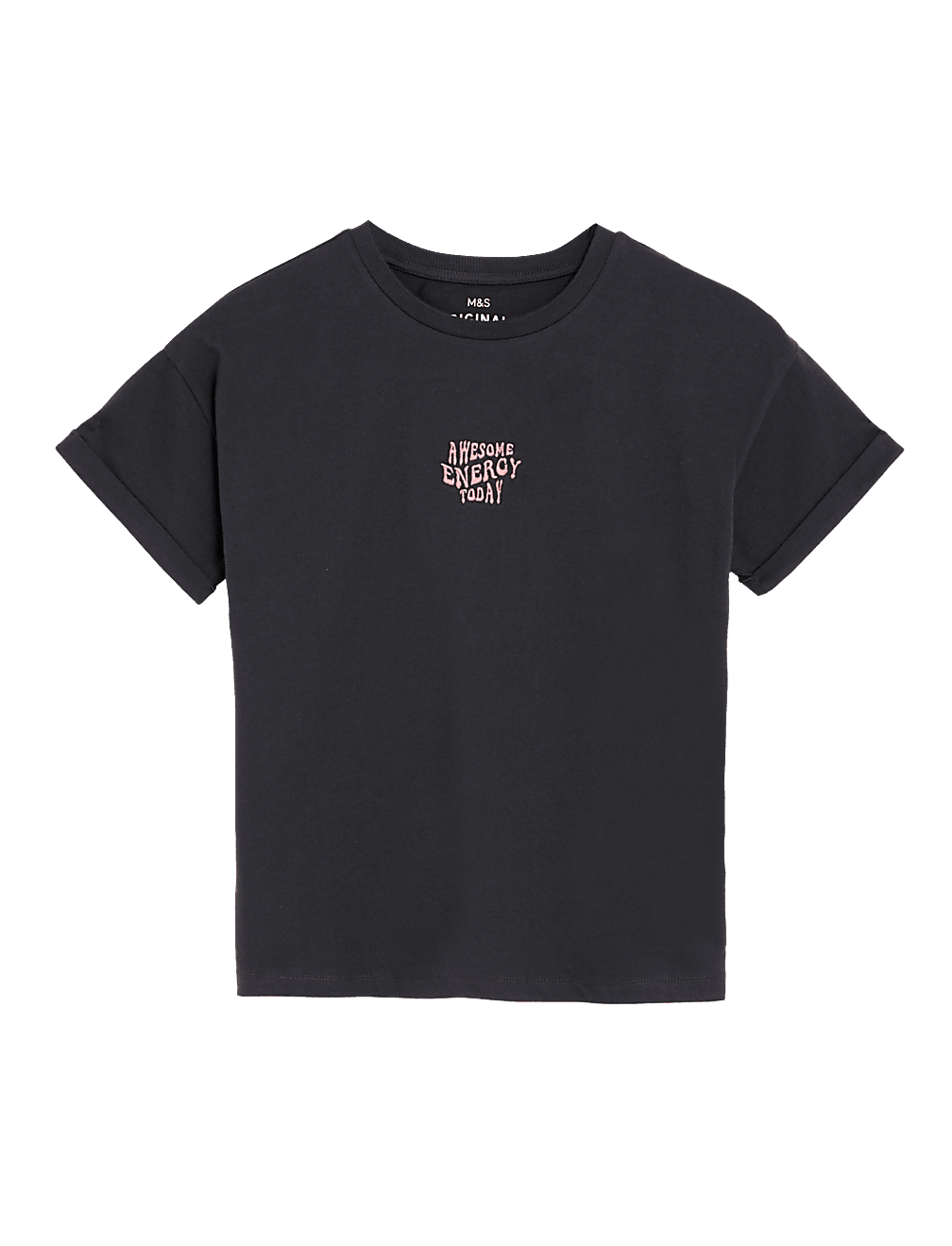Pure Cotton Embroidered Slogan T-Shirt