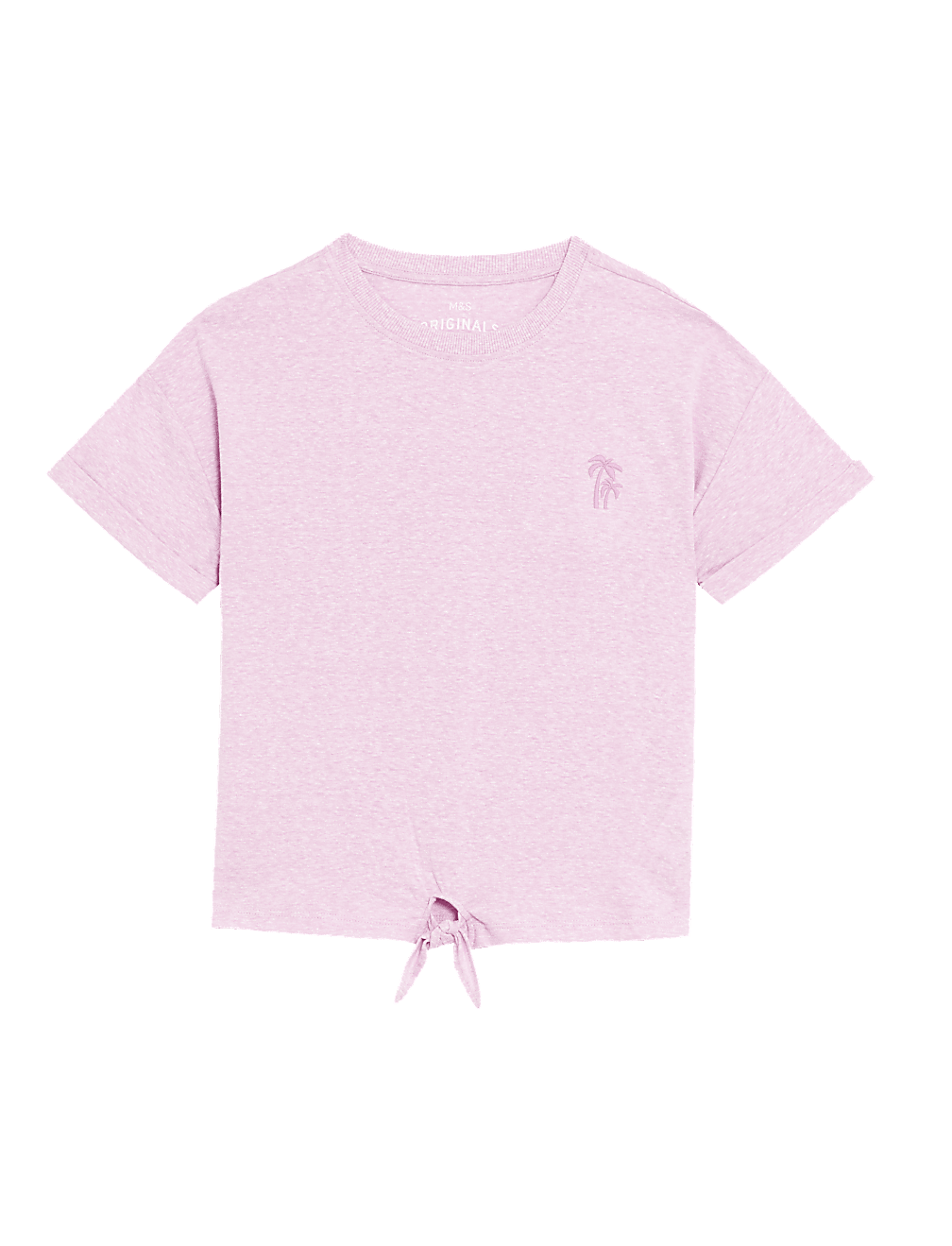 Cotton Blend Tie Front T Shirt