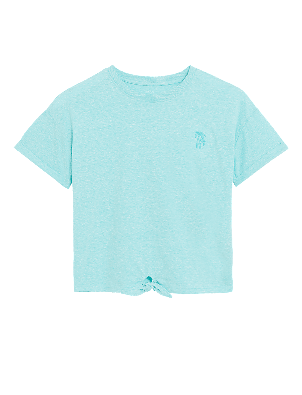 Cotton Blend Tie Front T Shirt