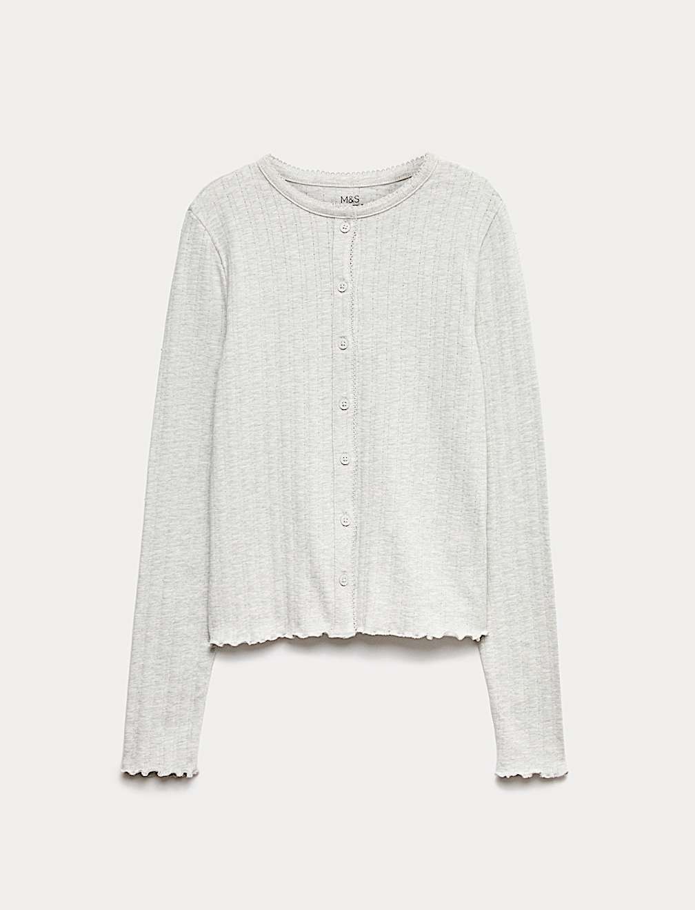 Cotton Rich Button Through Pointelle Top (6-16 Yrs)