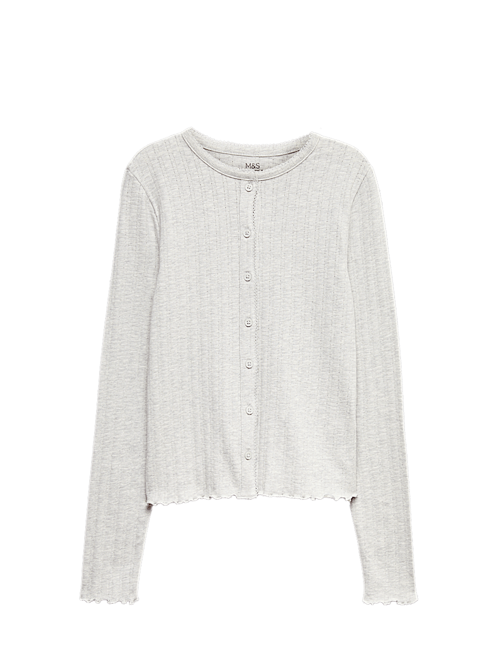Cotton Rich Button Through Pointelle Top (6-16 Yrs)