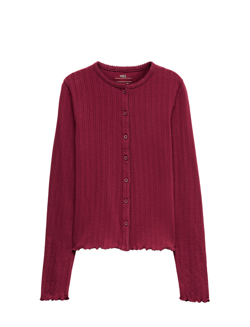 Cotton Rich Button Through Pointelle Top (6-16 Yrs)