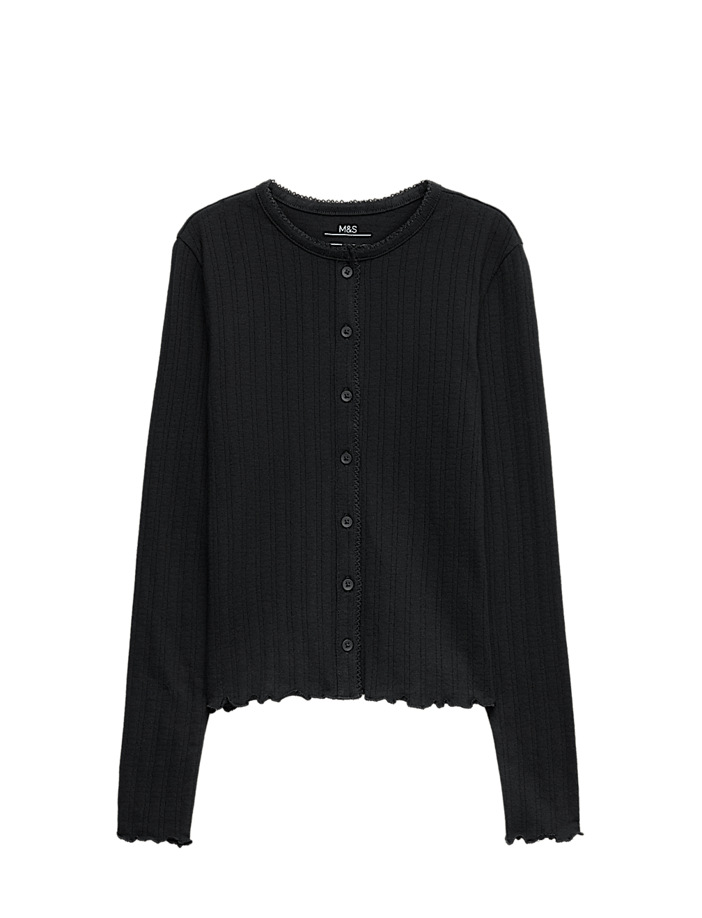 Cotton Rich Button Through Pointelle Top (6-16 Yrs)