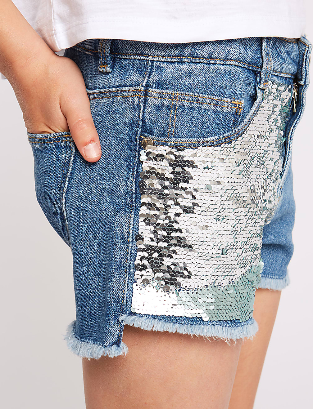 Pure Cotton Sequin Shorts (3-16 Years)