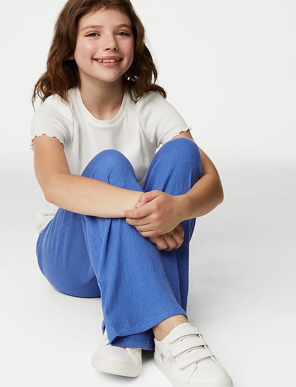 Cotton Blend Wide Leg Trousers (6-16 Yrs)