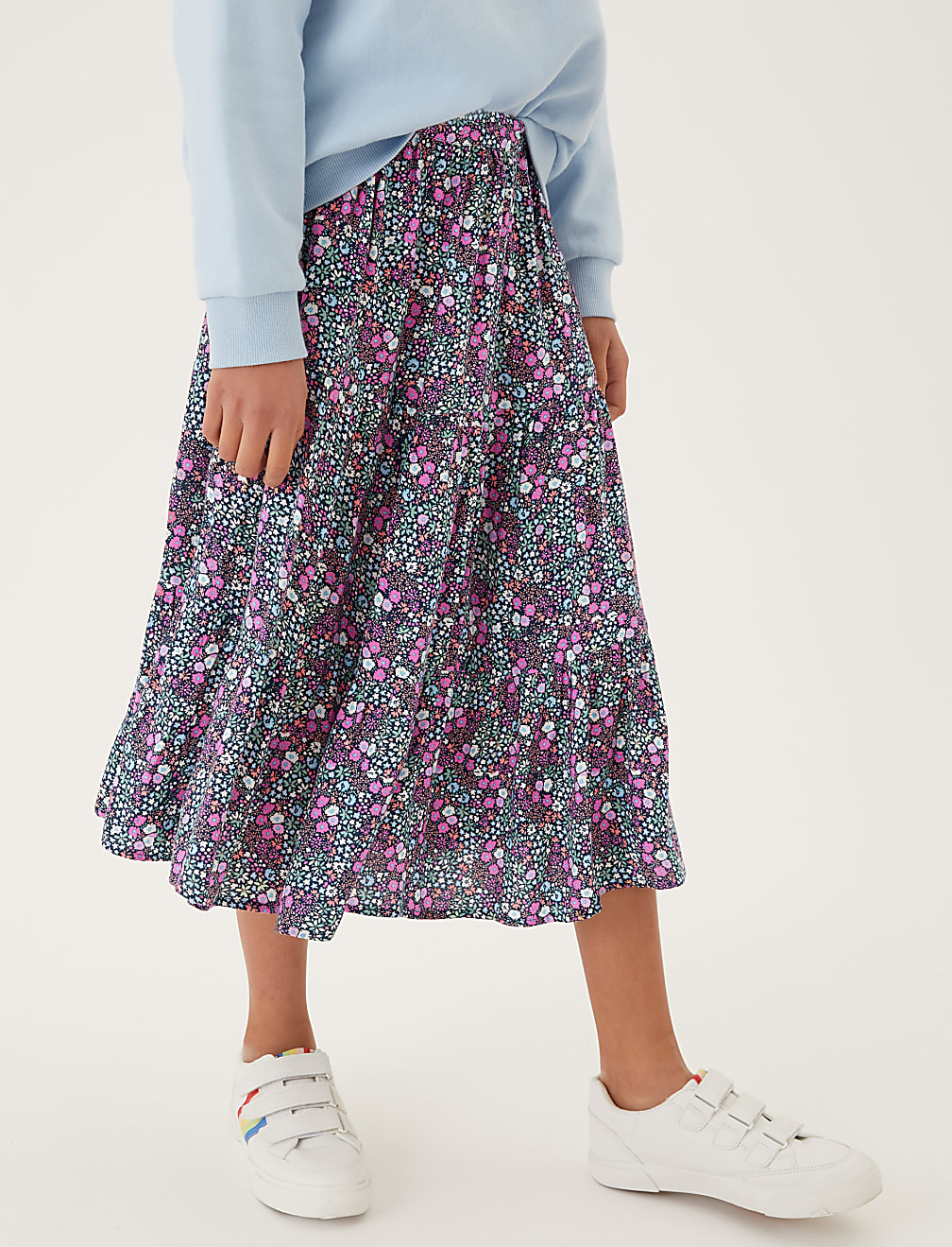 Midi Floral Tiered Skirt (6-16 Yrs)