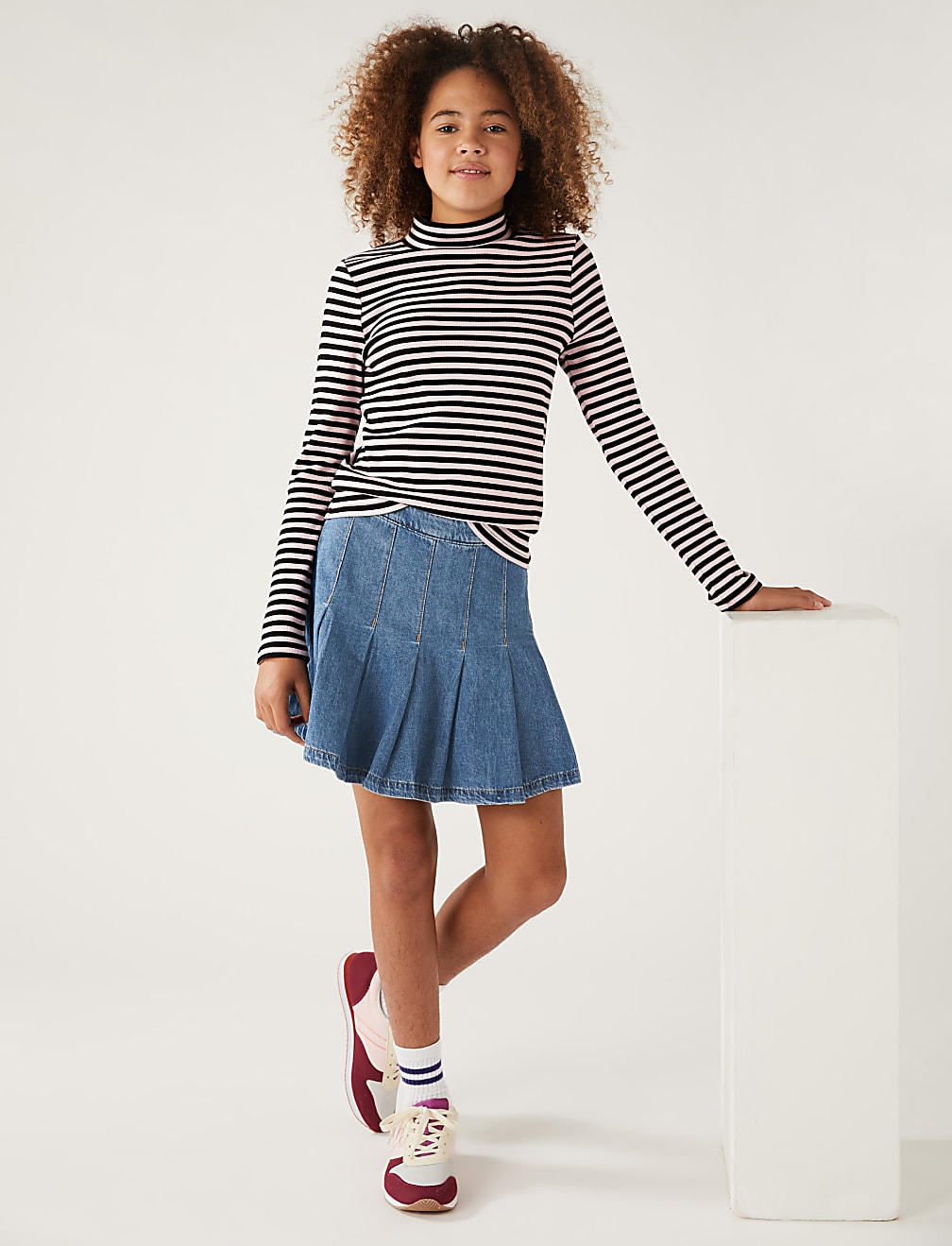 Denim Pleated Skirt (6-16 Yrs)