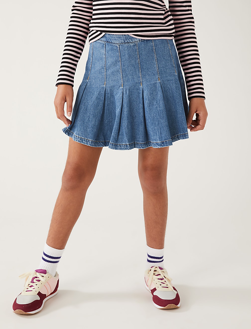 Denim Pleated Skirt (6-16 Yrs)