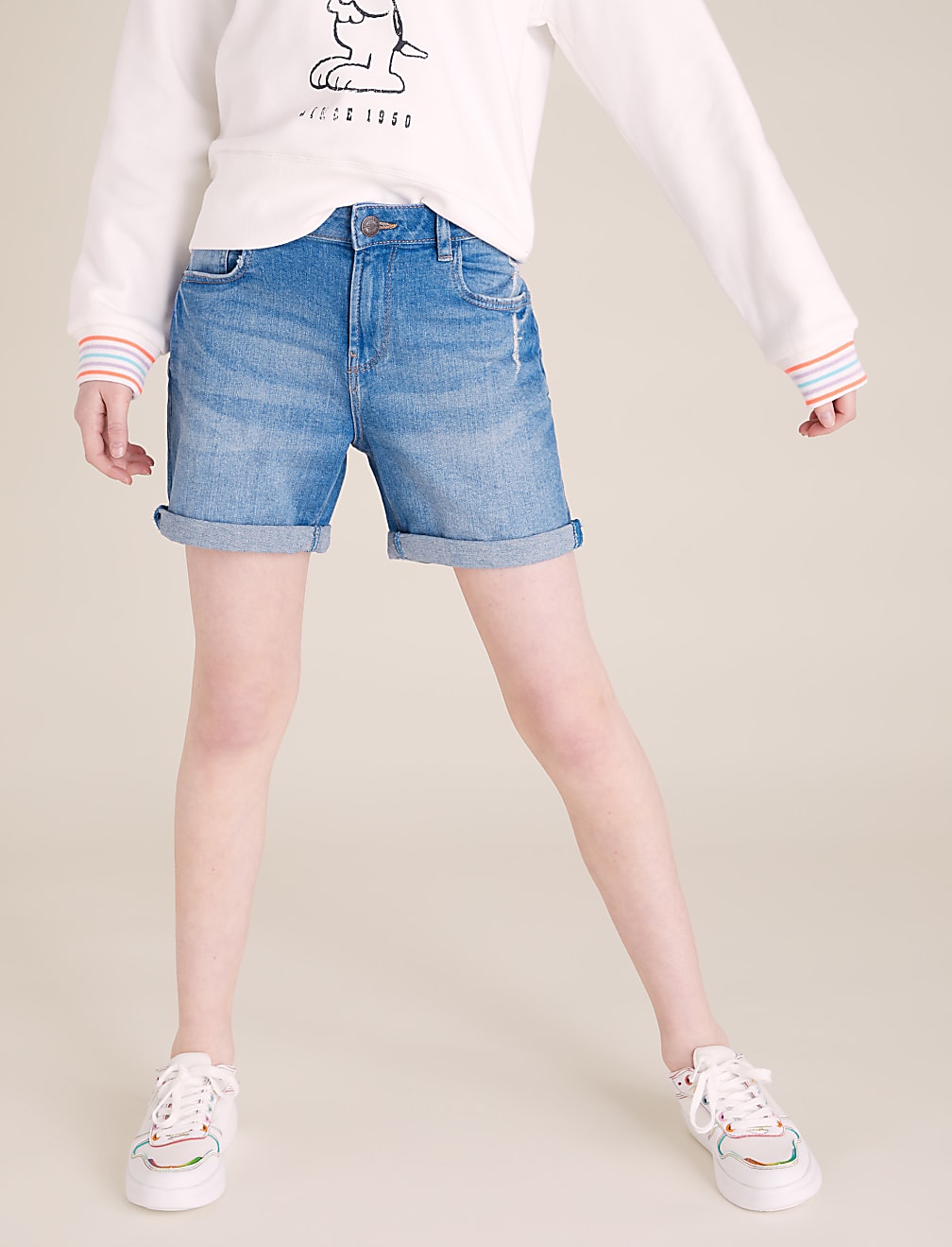 Denim Roll-Up Shorts