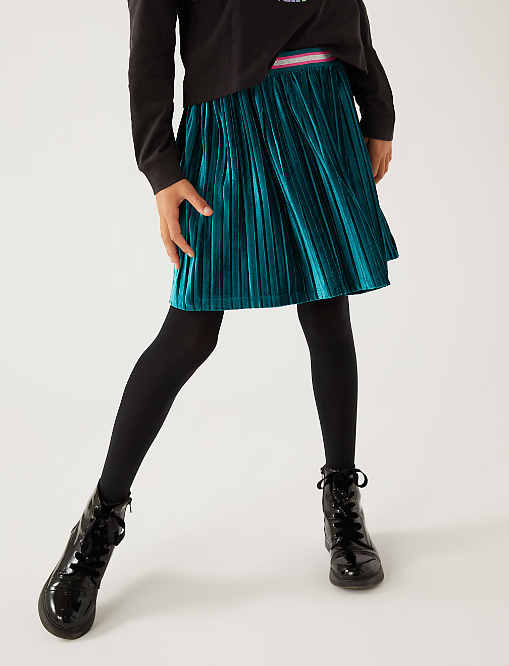 Velvet Pleated Skirt