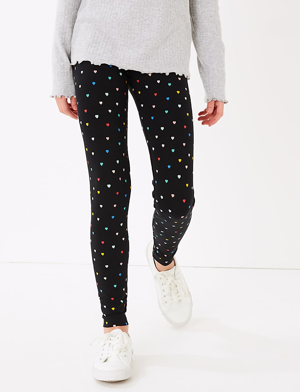 Cotton Rich Heart Print Leggings (6-16 Yrs)