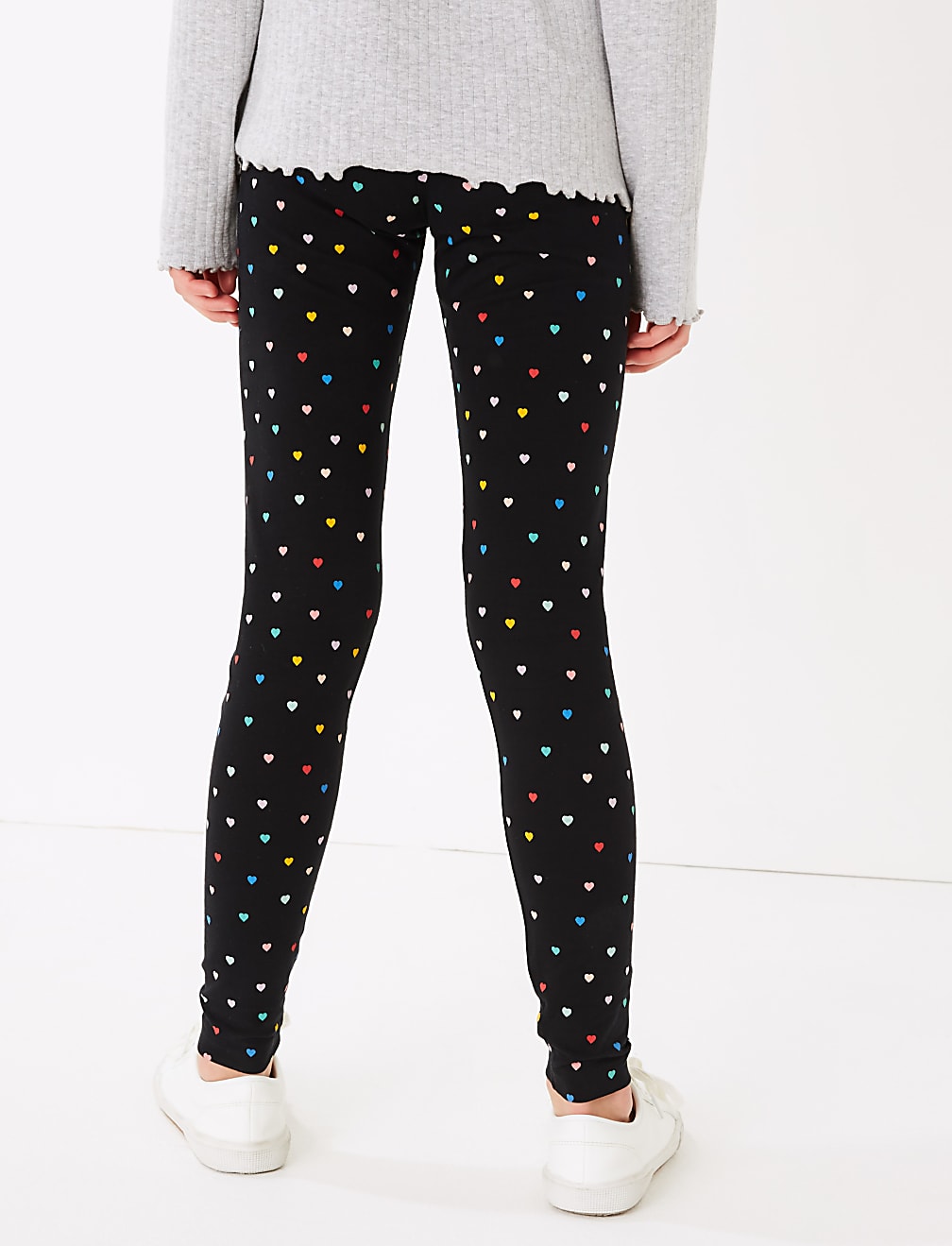 Cotton Rich Heart Print Leggings (6-16 Yrs)